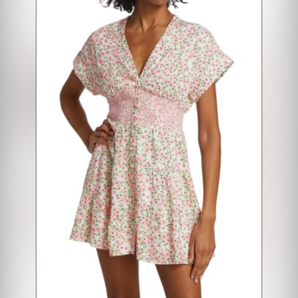 Alice + Olivia Keela Smocked Floral Mini Dress Size 8